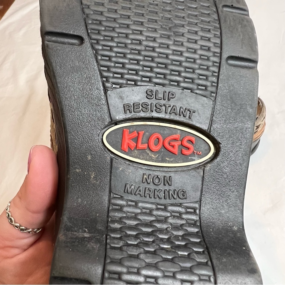 Klogs Austin brown tan floral leather slip on slip resistant mules size 7.5 - Picture 5 of 7